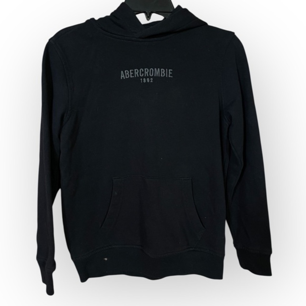 Abercrombie Kids Size 11/12 Embroidered Logo Black Pullover Hoodie